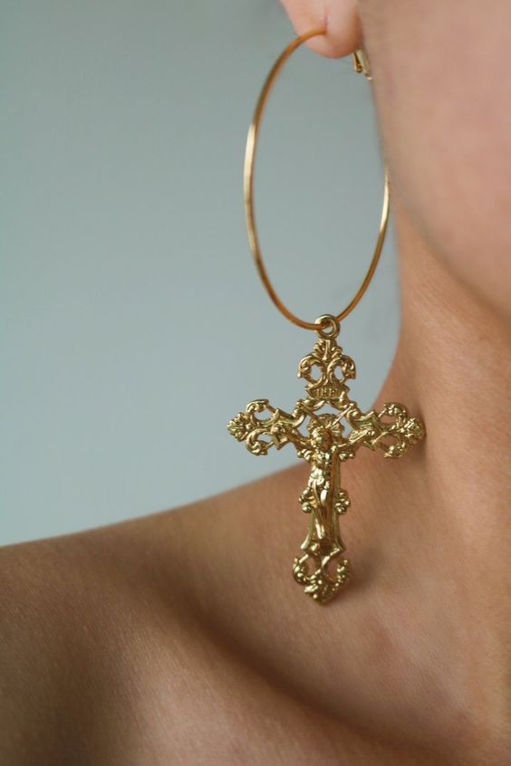 gold cross earrings