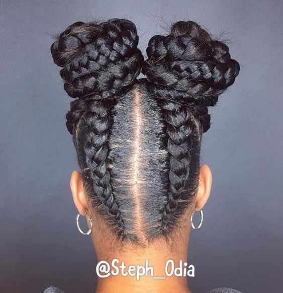 braided pigtail buns