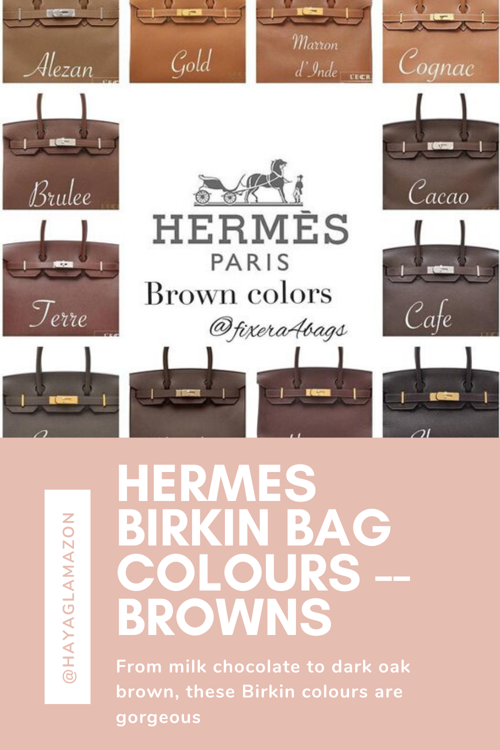 HERMES BIRKIN BAG COLOURS -- BROWNS