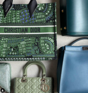 green lady dior and green book tote