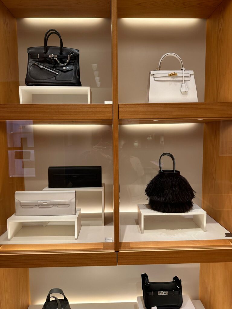 Bags on display at Hermes Copenhagen